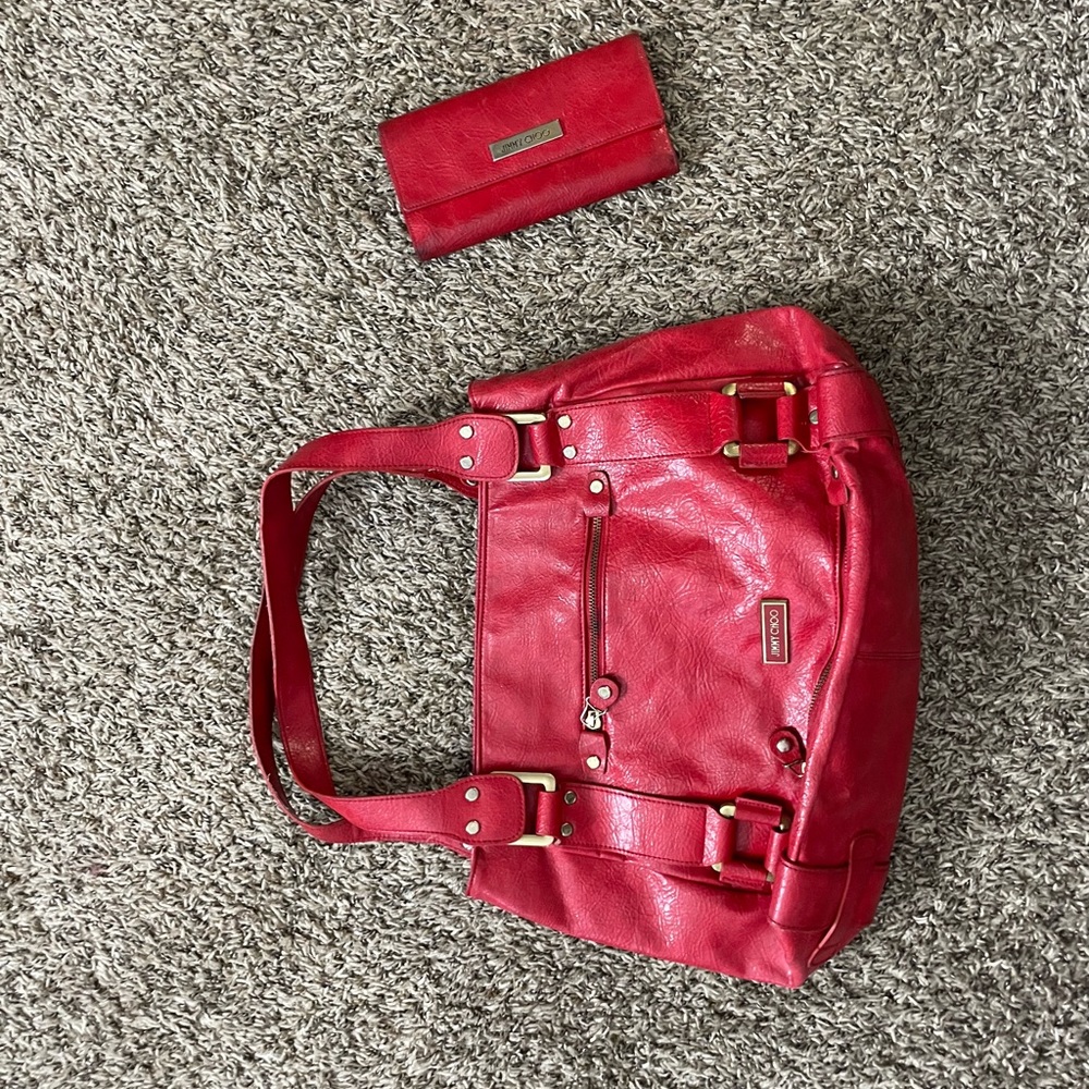 Red Vintage Jimmy Choo Tote with Wallet